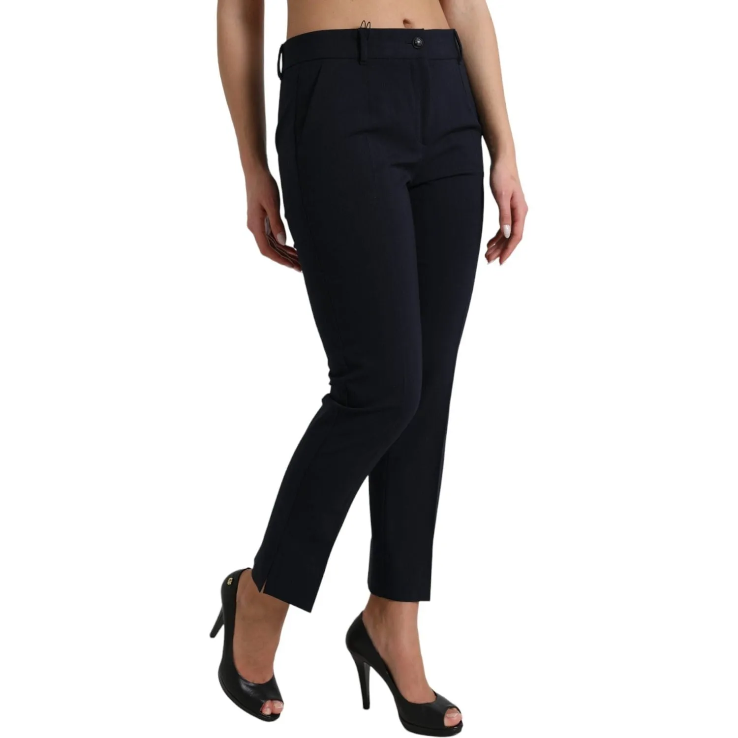 Dolce & Gabbana Elegant Mid Waist Tapered Pants in Blue