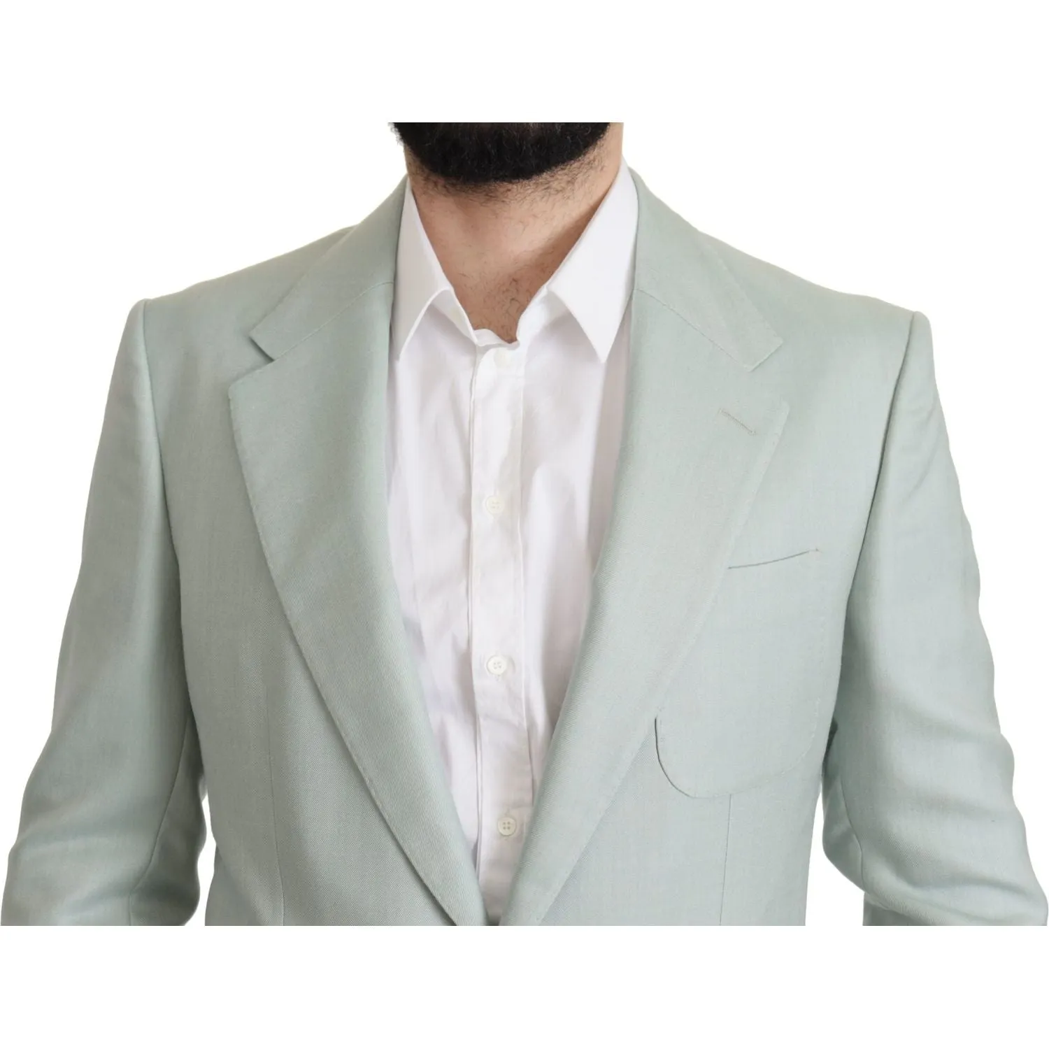 Dolce & Gabbana Elegant Mint Green Silk-Cashmere Blazer