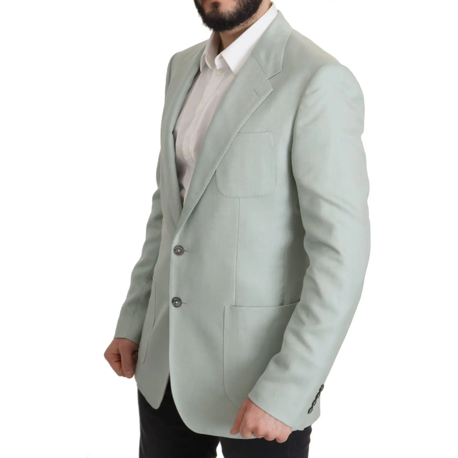 Dolce & Gabbana Elegant Mint Green Silk-Cashmere Blazer