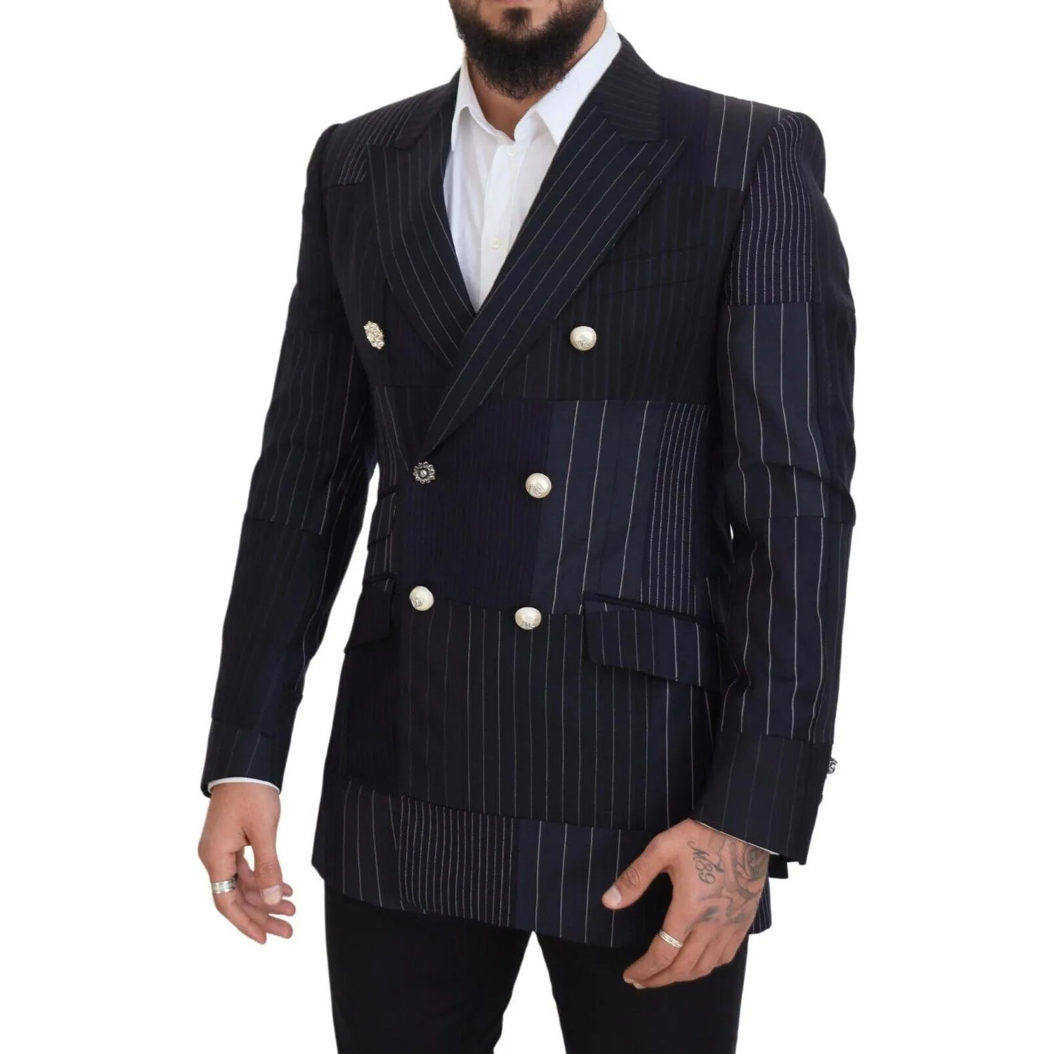 Dolce & Gabbana Elegant Navy Slim-Fit Double Breasted Blazer