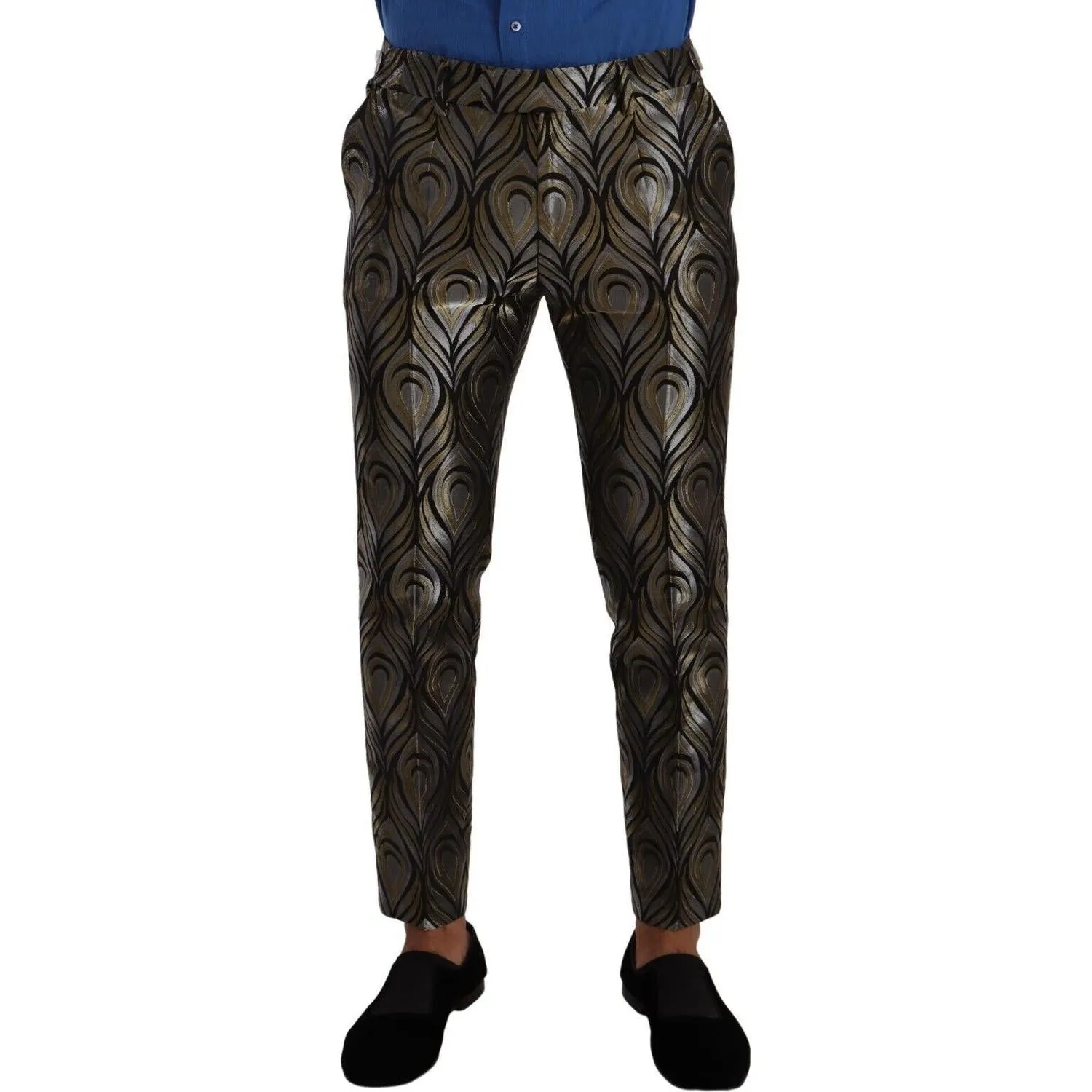 Dolce & Gabbana Elegant Slim Fit Metallic Dress Trousers