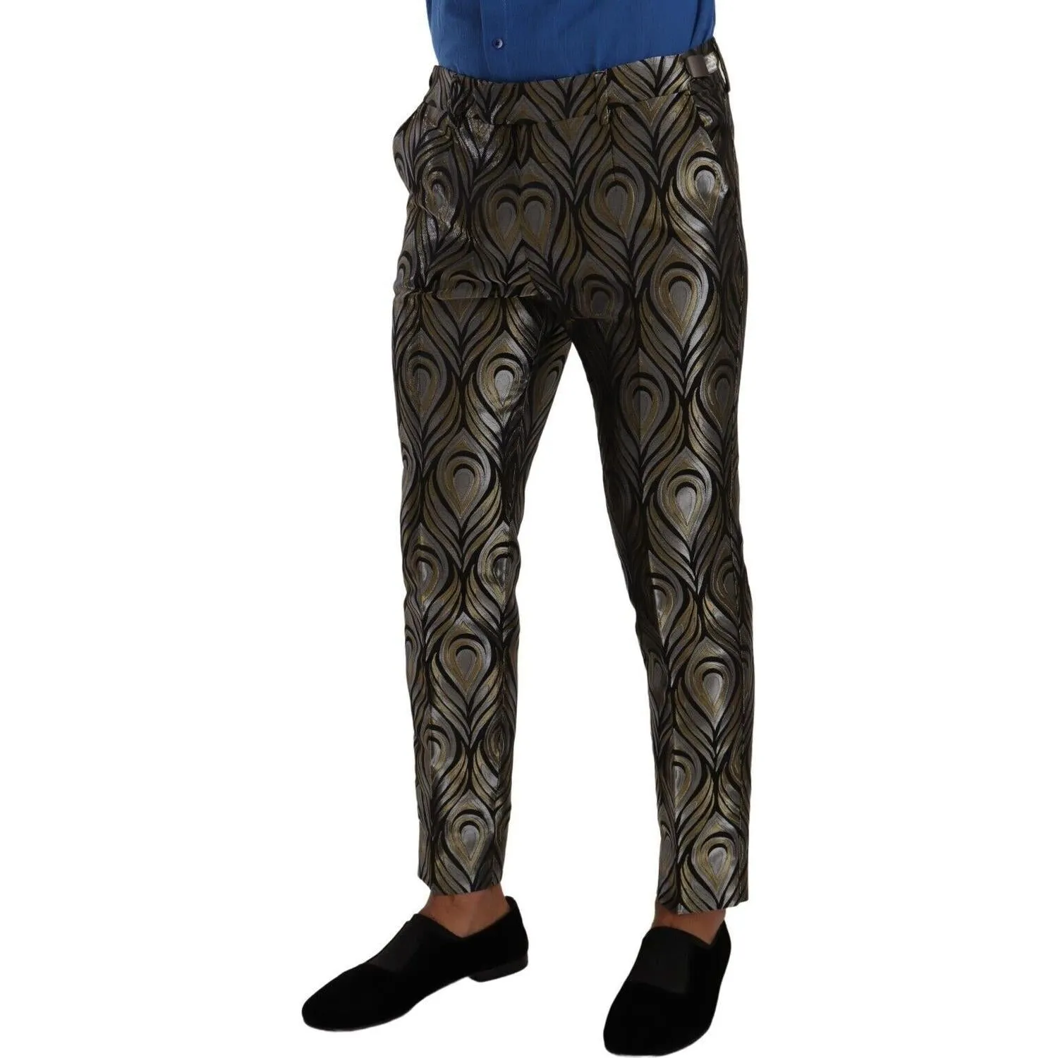 Dolce & Gabbana Elegant Slim Fit Metallic Dress Trousers