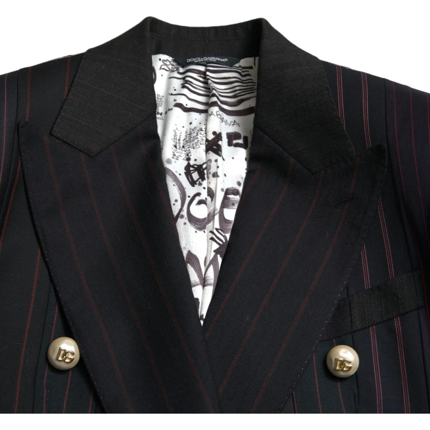 Dolce & Gabbana Elegant Striped Double Breasted Wool Blazer