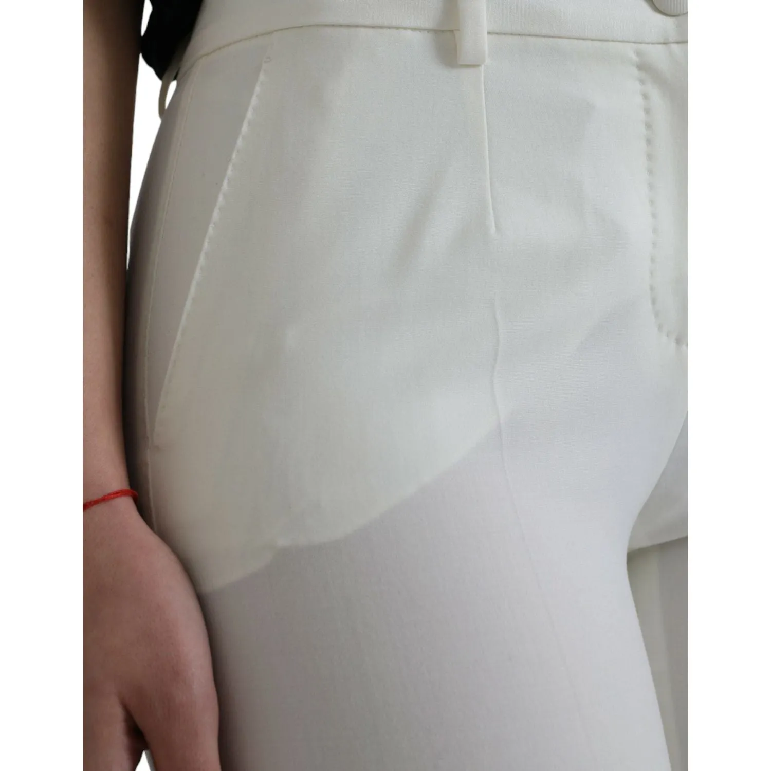 Dolce & Gabbana Elegant White Mid-Waist Tapered Pants