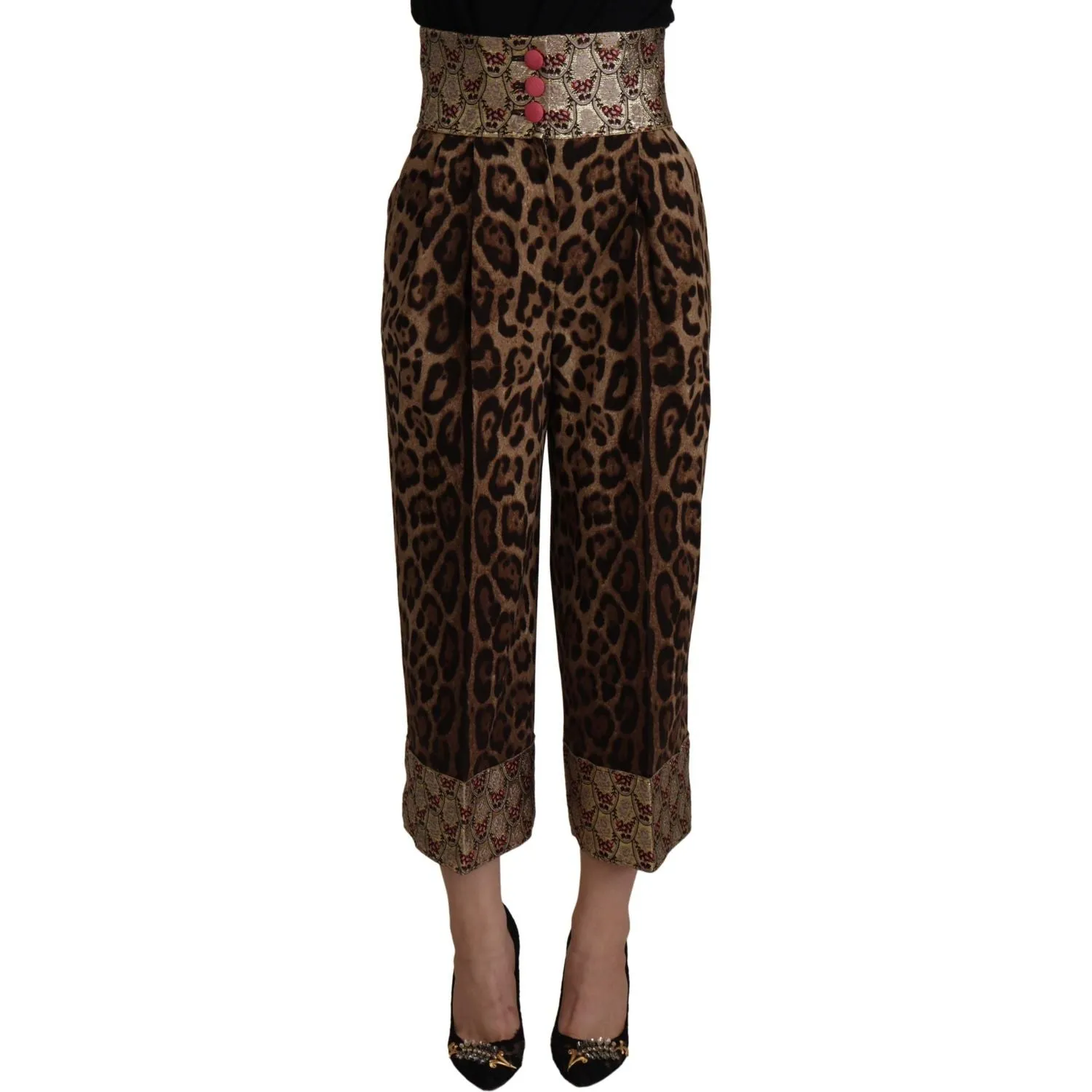 Dolce & Gabbana High Waist Cropped Leopard Jacquard Pants