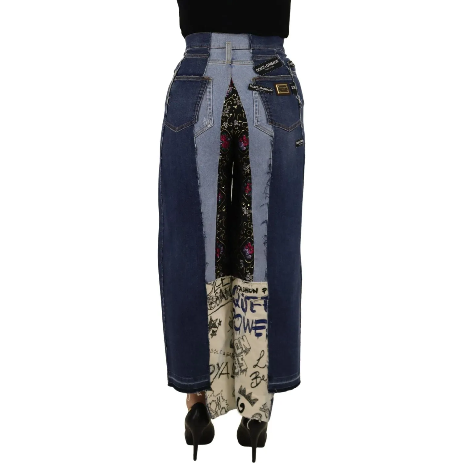 Dolce & Gabbana High-Waist Multicolor Wide-Cut Jeans