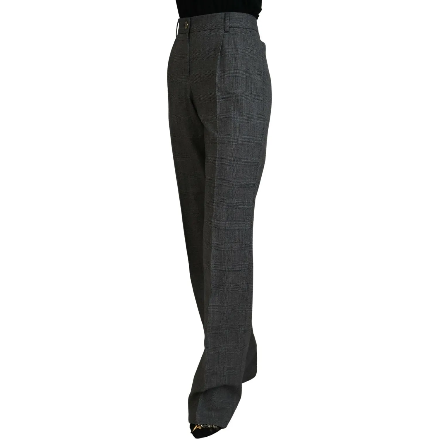 Dolce & Gabbana High-Waist Plaid Virgin Wool Pants