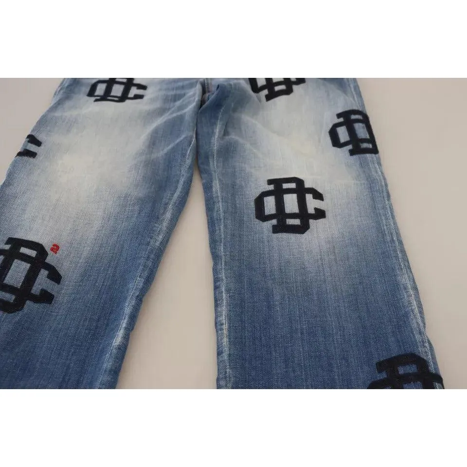 Dsquared² Blue Washed High Waist Straight Denim Boston Jeans