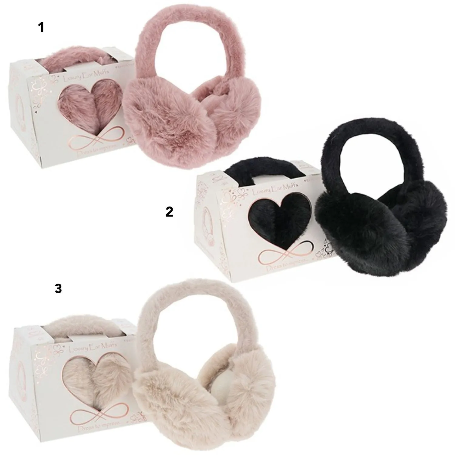 Equilibrium 20cm Luxury Faux Fur Ear Muffs (Choice of 3)