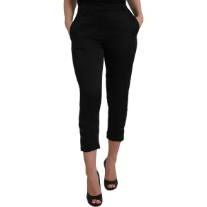 Ermanno Scervino Black High Waist Capri Cropped Pants