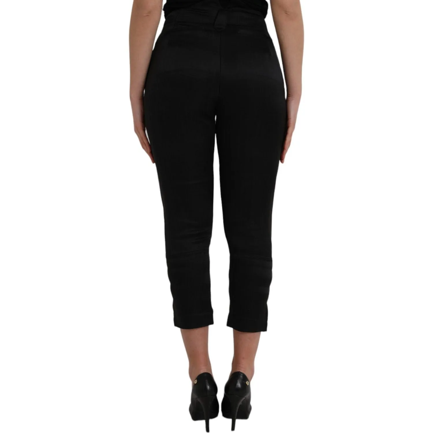 Ermanno Scervino Black High Waist Capri Cropped Pants