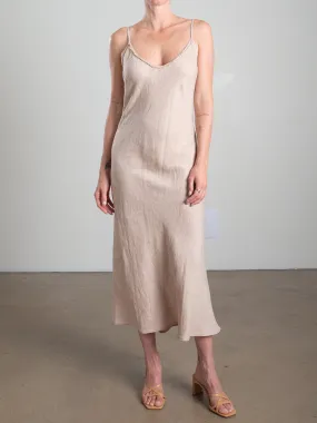 Farrah Slip Dress in French Linen - Nude