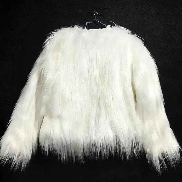 Faux Fur LED Light Up Party Coat: Up to 6XL Women's Festival, Clubbing, Party Jacket