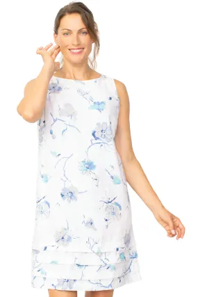 Floral Linen Pleat Hem Dress