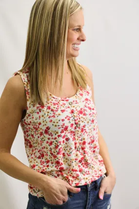 Floral Tank Top In Ivory