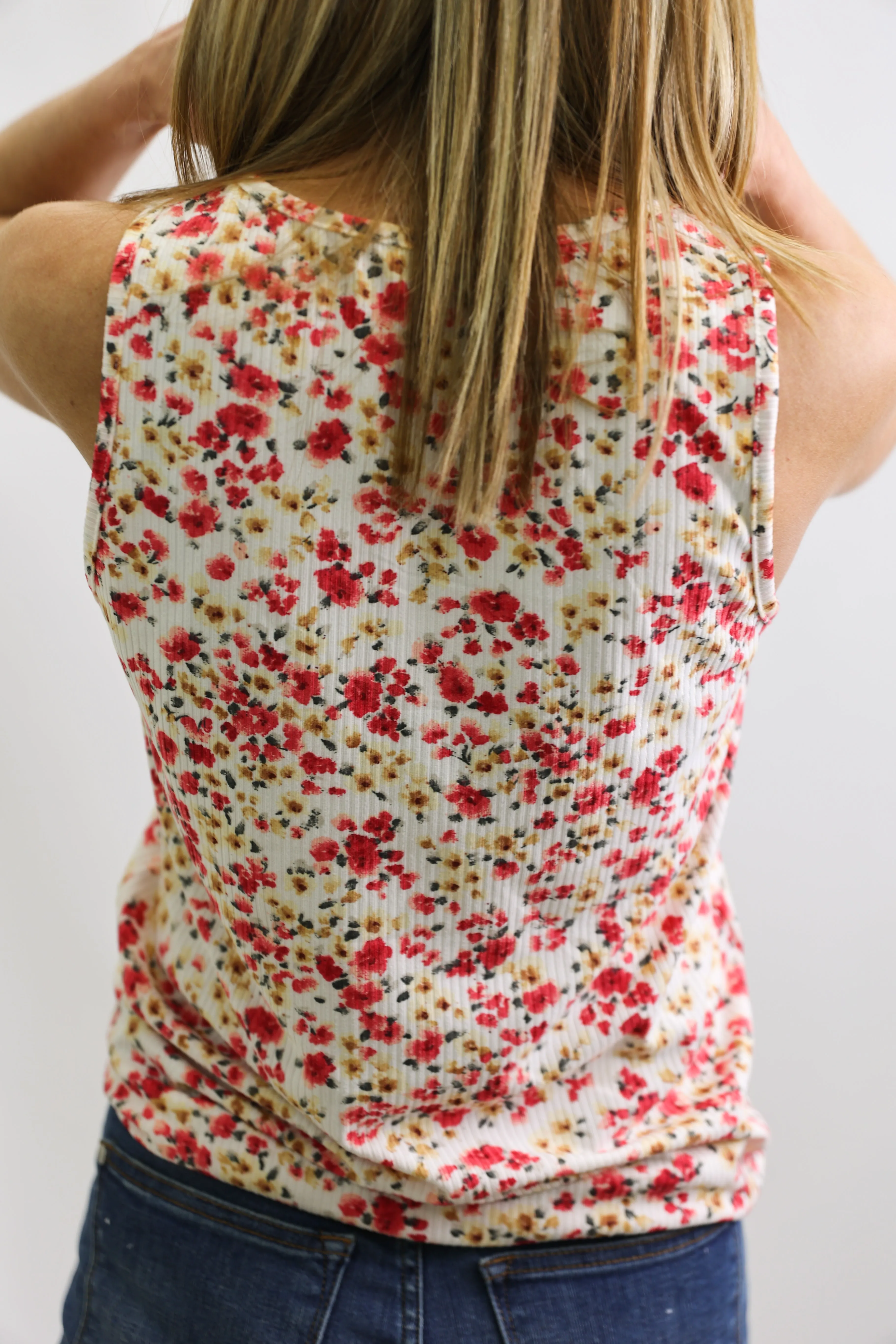 Floral Tank Top In Ivory