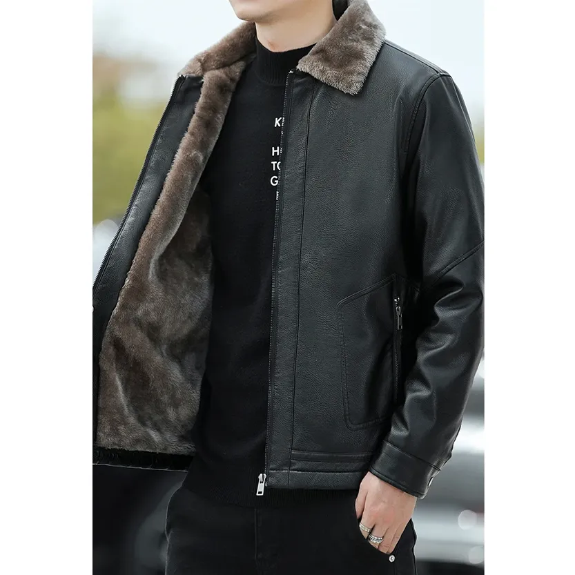 Funki Buys | Jackets | Men's Warm Faux Fleece Leather Jackets