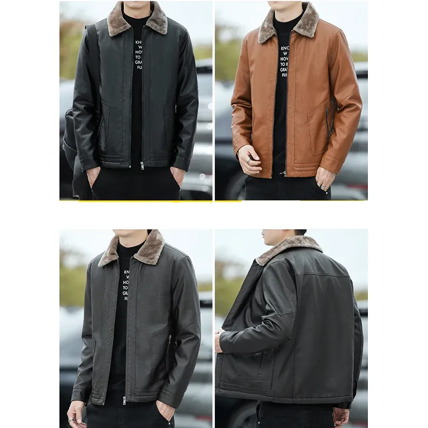 Funki Buys | Jackets | Men's Warm Faux Fleece Leather Jackets