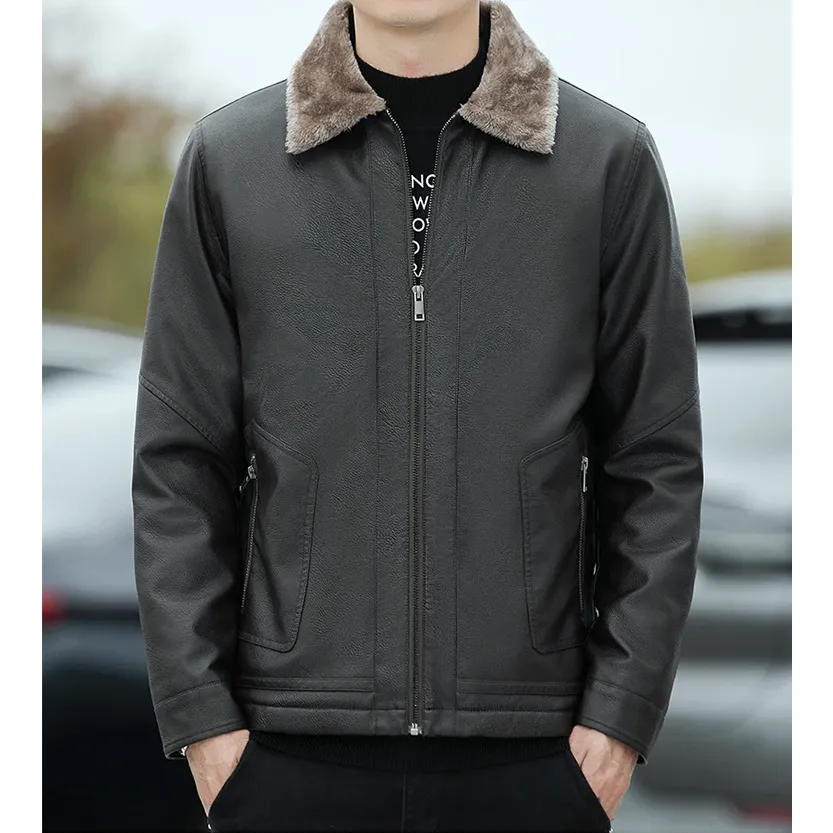 Funki Buys | Jackets | Men's Warm Faux Fleece Leather Jackets