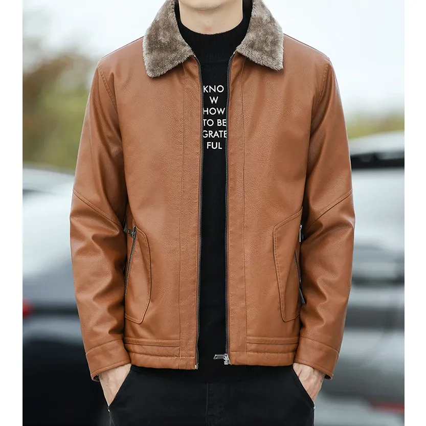 Funki Buys | Jackets | Men's Warm Faux Fleece Leather Jackets