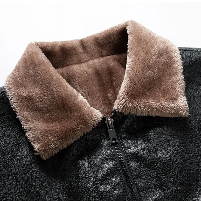 Funki Buys | Jackets | Men's Warm Faux Fleece Leather Jackets