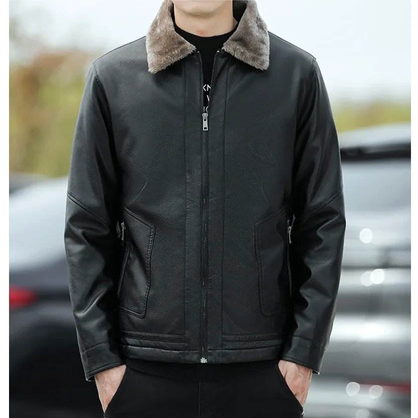 Funki Buys | Jackets | Men's Warm Faux Fleece Leather Jackets