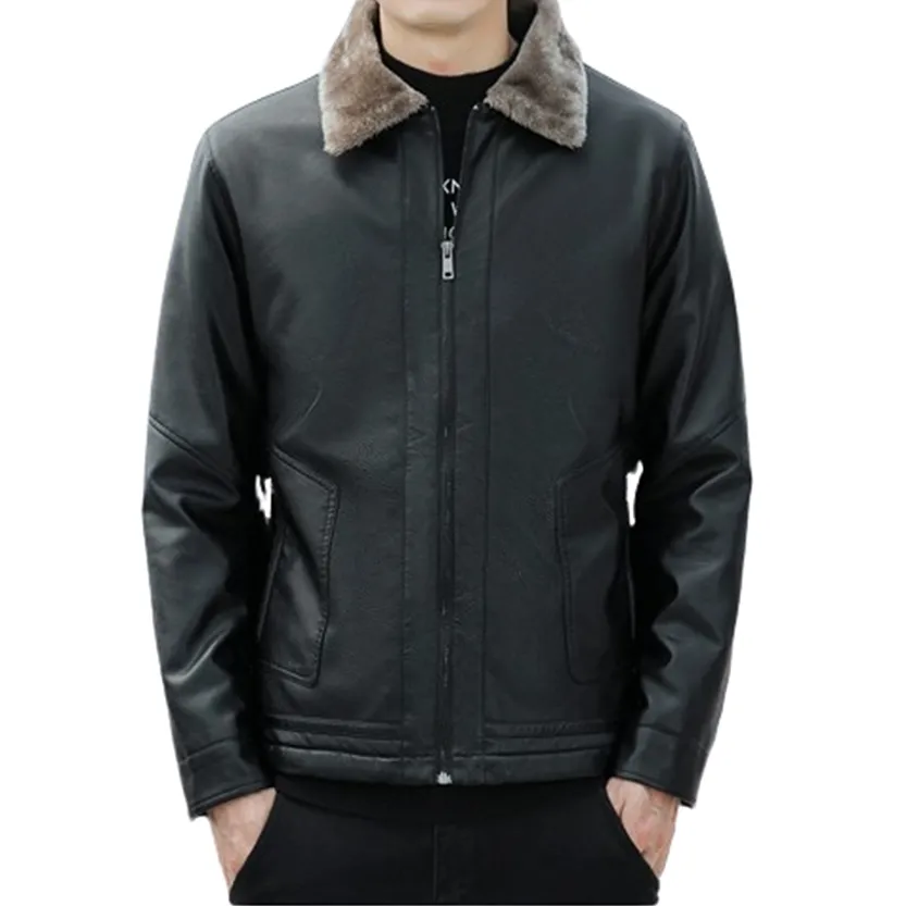 Funki Buys | Jackets | Men's Warm Faux Fleece Leather Jackets