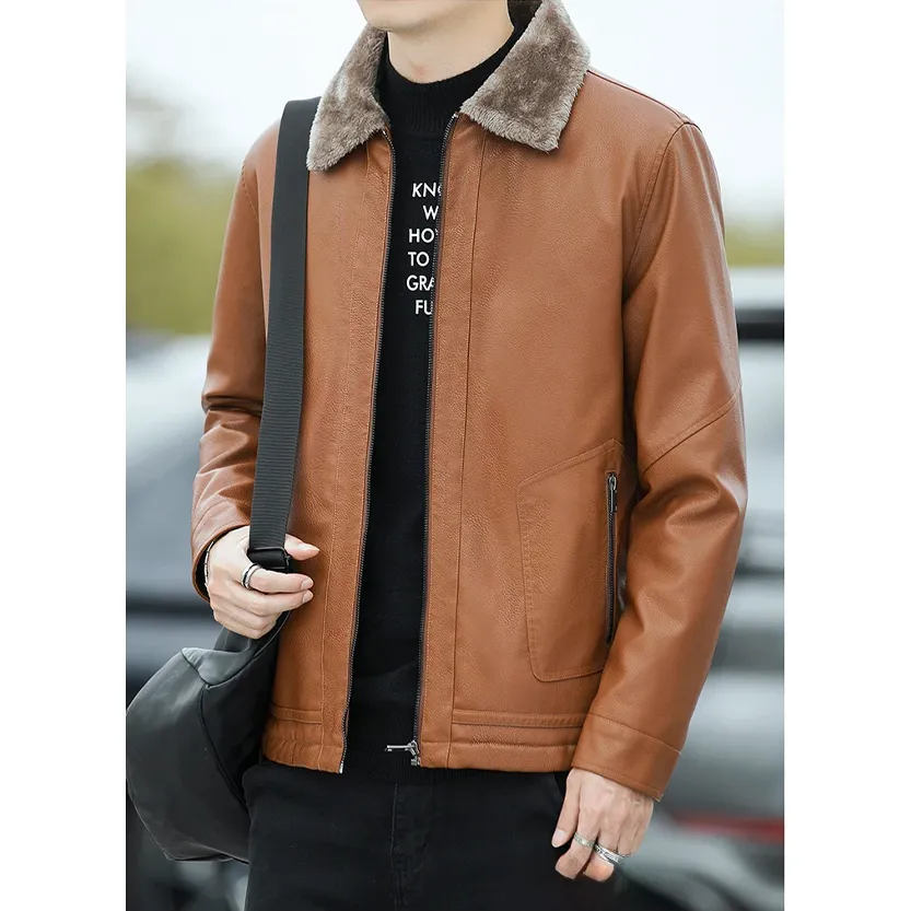 Funki Buys | Jackets | Men's Warm Faux Fleece Leather Jackets