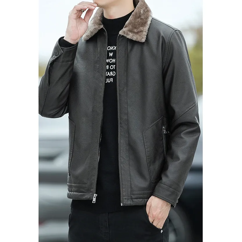 Funki Buys | Jackets | Men's Warm Faux Fleece Leather Jackets