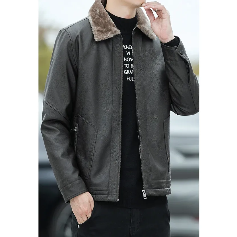 Funki Buys | Jackets | Men's Warm Faux Fleece Leather Jackets