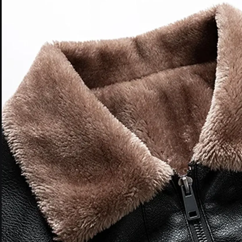 Funki Buys | Jackets | Men's Warm Faux Fleece Leather Jackets