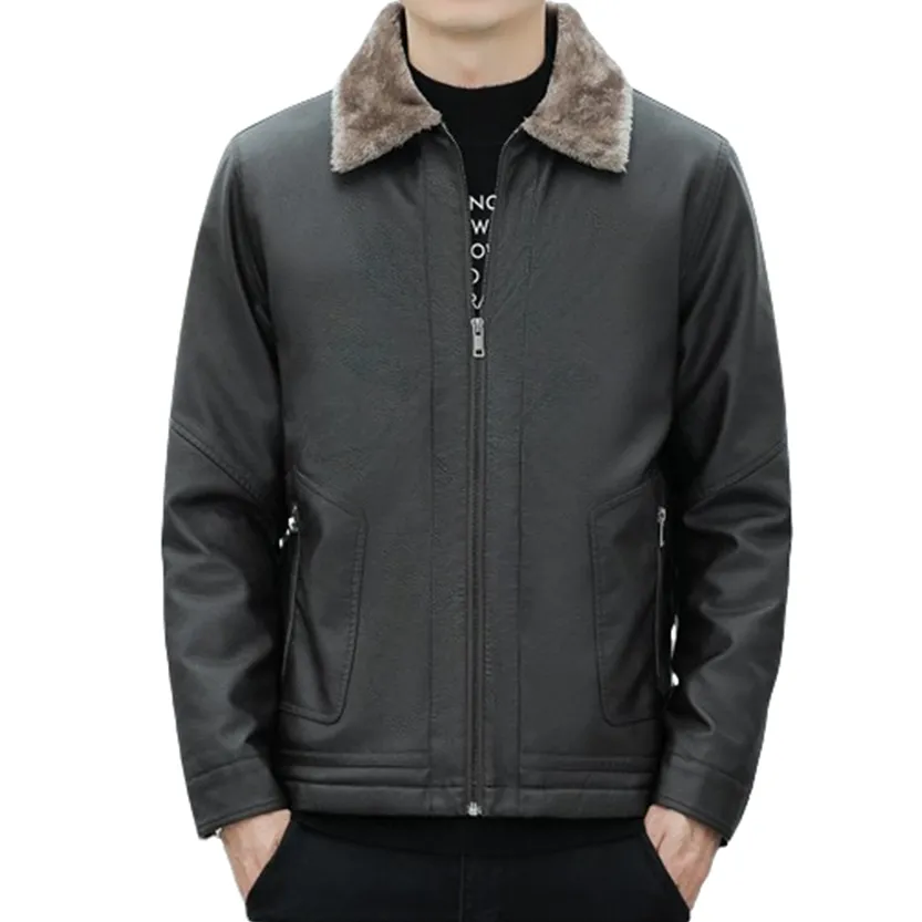 Funki Buys | Jackets | Men's Warm Faux Fleece Leather Jackets