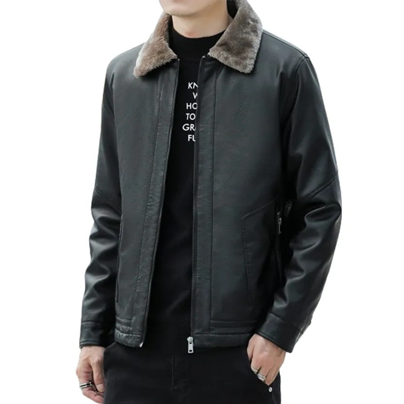 Funki Buys | Jackets | Men's Warm Faux Fleece Leather Jackets