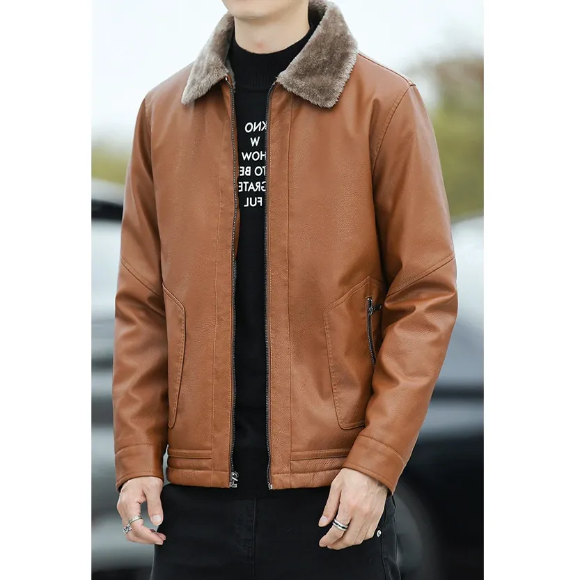 Funki Buys | Jackets | Men's Warm Faux Fleece Leather Jackets