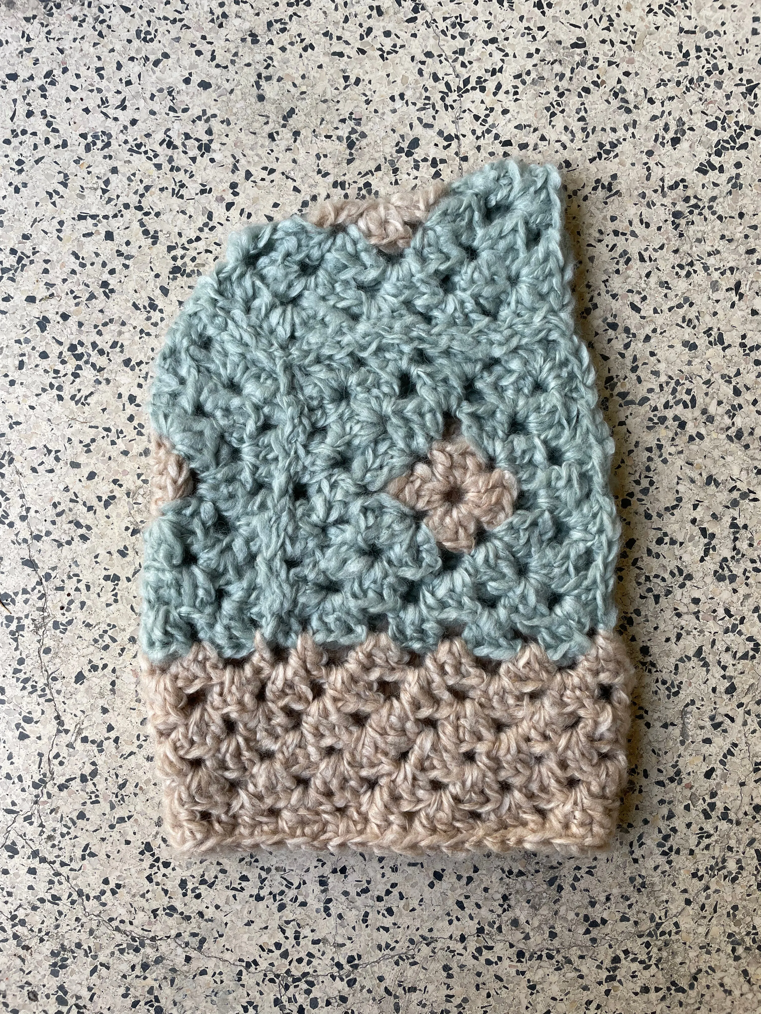 Hand Knitted Granny Squares Head Balaclava - Sky Blue