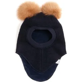 Huttelihut Wool Big Bear Balaclava Dark Navy/Camel