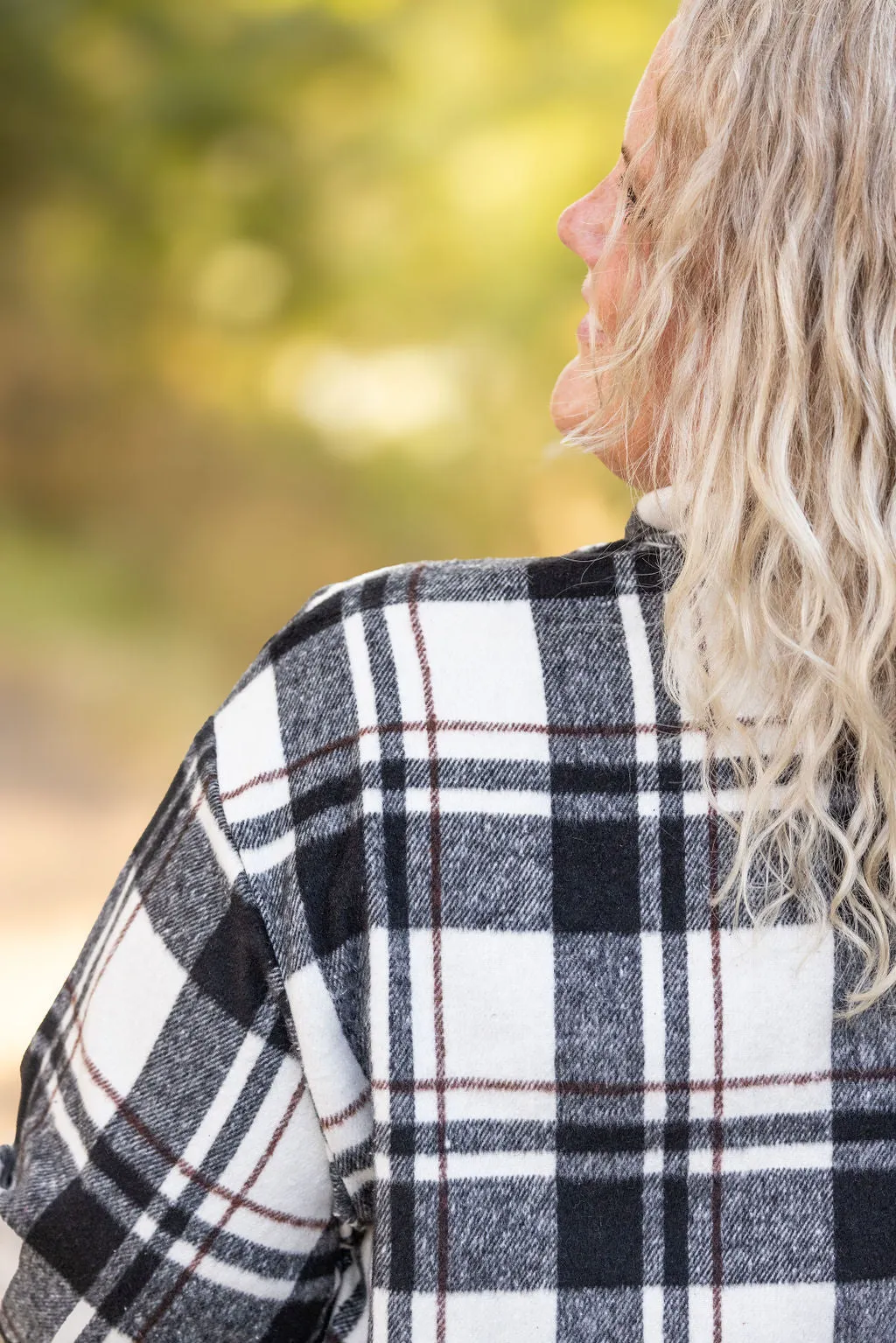 IN STOCK Norah Plaid Shacket - White and Black