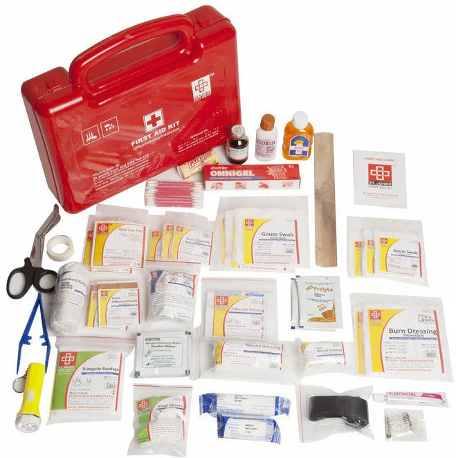 Industrial First Aid Kit Small - Metal Box Wall Counted With Acrylic Door - 118 Components - SJF M4 - St Johns First Aid Kit