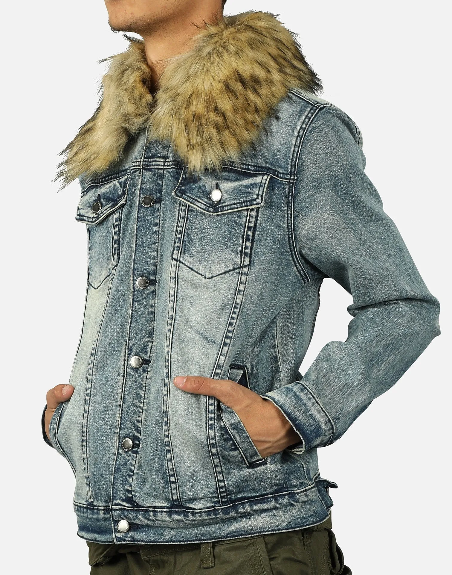 Kilogram SHORT FUR DENIM JACKET