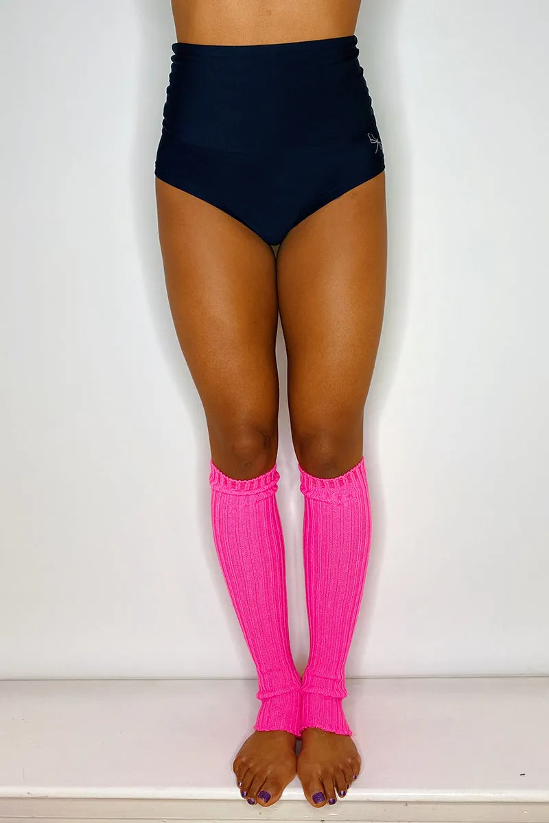 Knee High Stirrup Legwarmers - Neon Pink