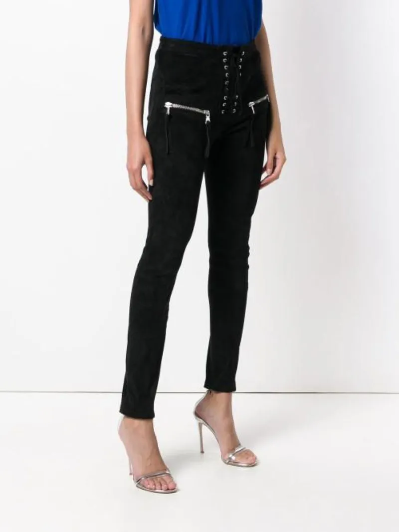 Lace-up High Waist Trousers