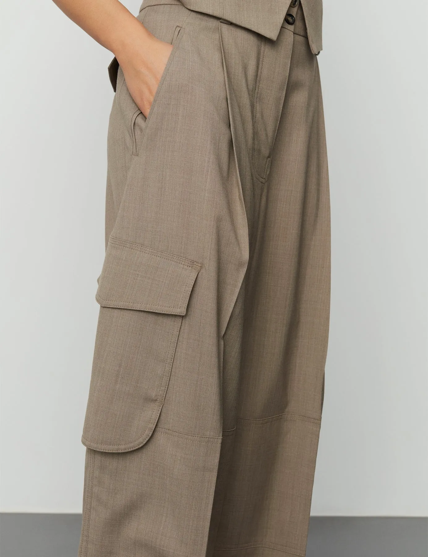 Lance Beige Wool Blend Pocket Trouser