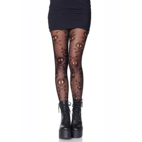 Leg Avenue Pirate Booty Skull Net Pantyhose Black