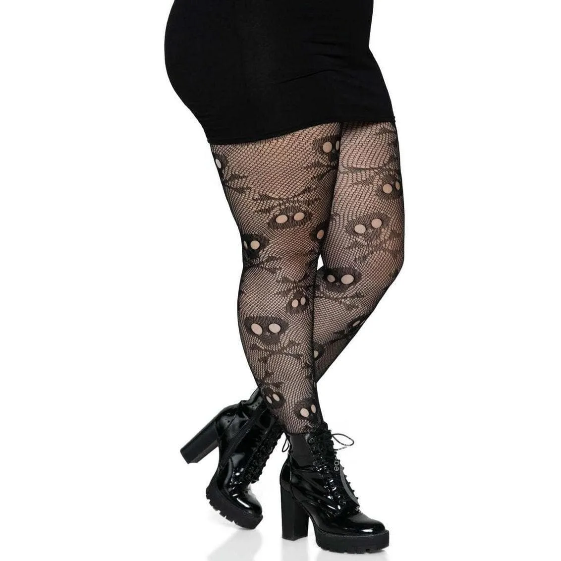 Leg Avenue Pirate Booty Skull Net Pantyhose Black