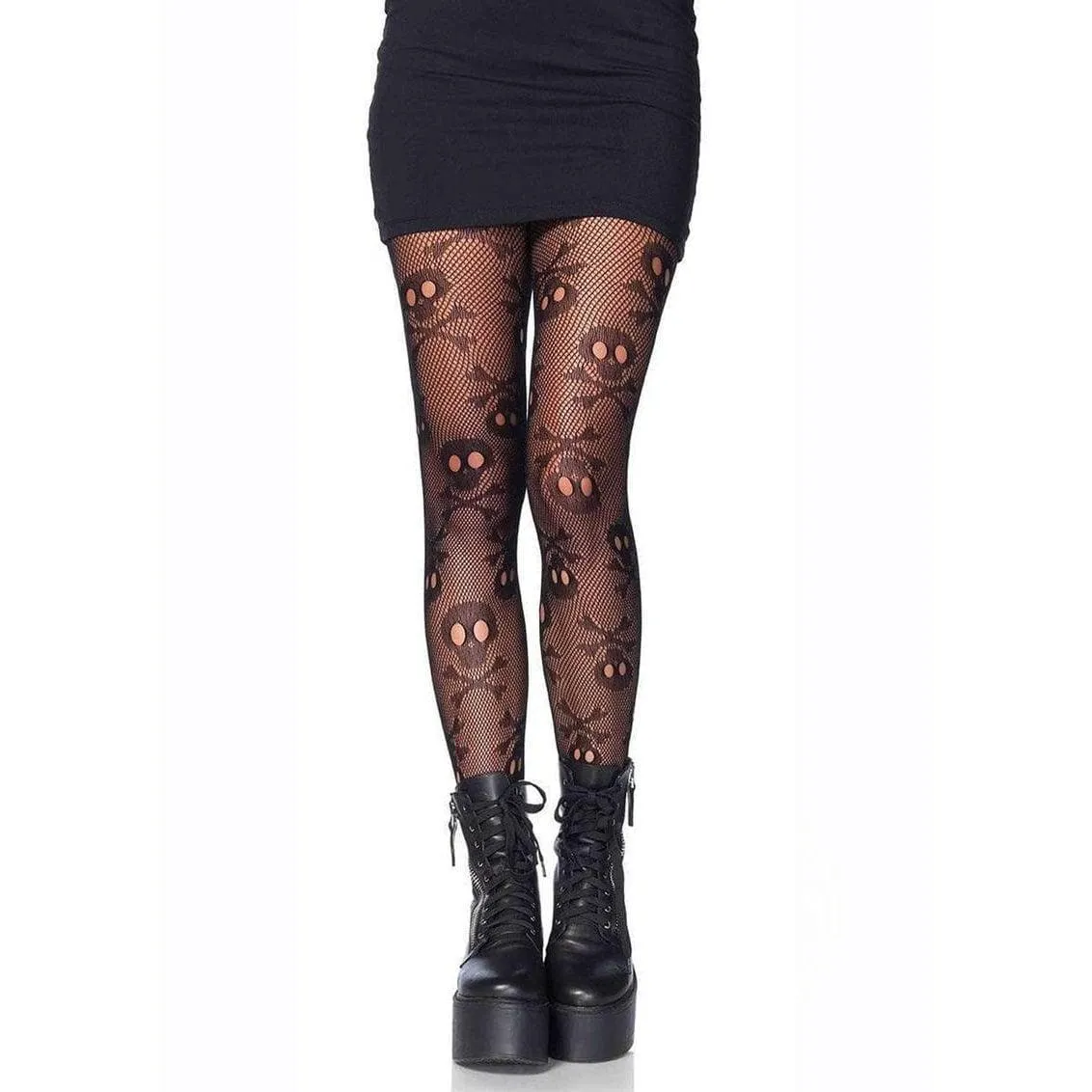 Leg Avenue Pirate Booty Skull Net Pantyhose Black