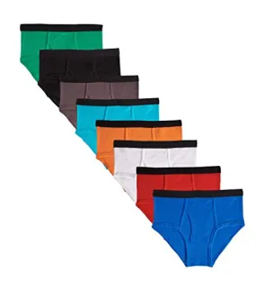 Mallary by Matthew 100% Cotton Boys Briefs Underwear 8 Pack Multiple Colors Black Elastic