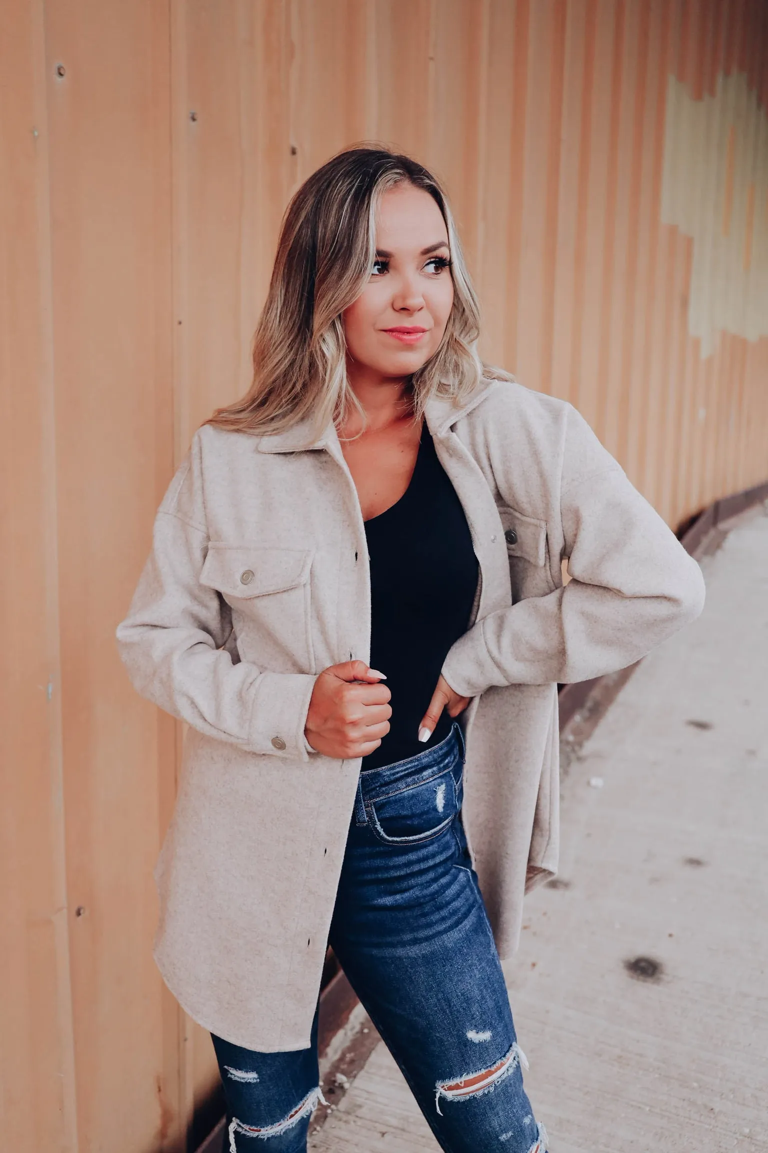 Meredith Flap Pocket Shacket - Tan