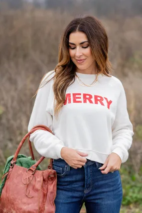 Merry Cropped Graphic Crewneck