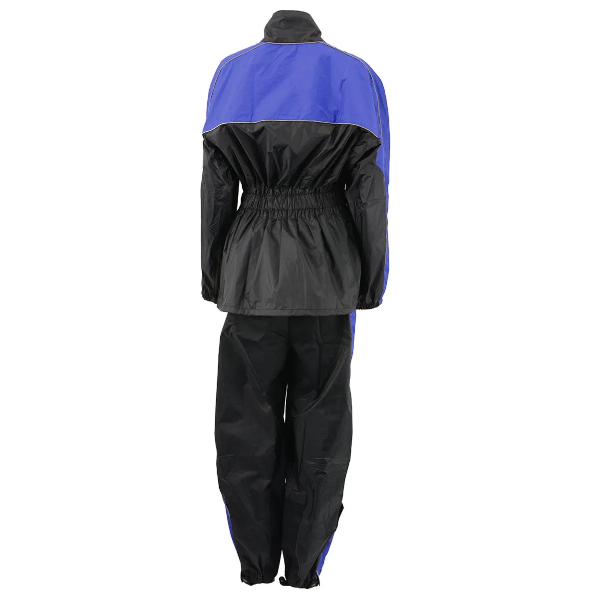 NexGen Ladies XS5001 Black and Blue Water Proof Rain Suit with Reflective Piping