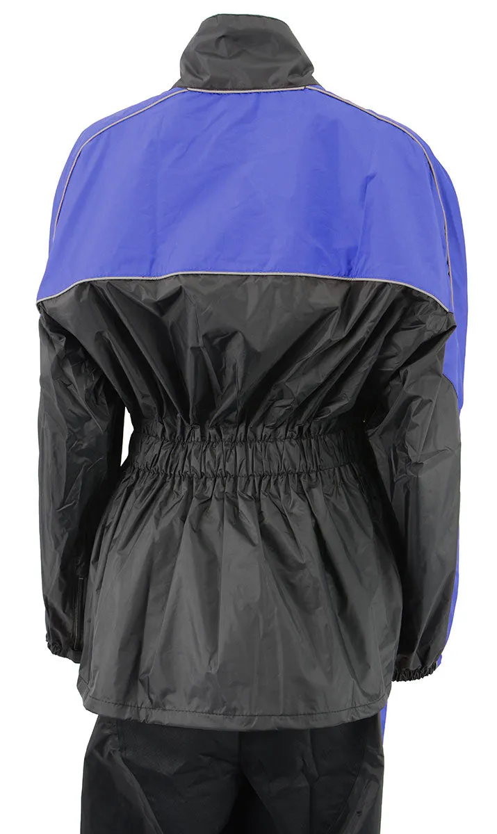 NexGen Ladies XS5001 Black and Blue Water Proof Rain Suit with Reflective Piping